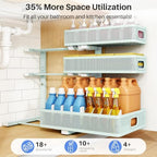 Under Sink Organizer, 3-Tier Thickened Metal Pull out Cabinet Organizer Shelf, Height Adjustable Slide out Storage Drawer Rack for Kitchen Bathroom Pantry Laundry Home, 1-Pack, LightBlue - Image 4