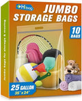 HIBAG 25 Gallon Jumbo Storage Bags, 35” x 24” Resealable Clear Bags with Handle, Extra Large XL Heavy Duty for Clothes Pillow Travel Moving, Pack of 10 by HIBAG