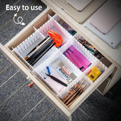 85Pcs Drawer Dividers, Adjustable Drawer Organiser, Cut at Will for Tidying Clutter Clothes, Socks, Makeup, Dresser, Kitchen White - Image 6