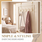 Gold over the Door Towel Hooks with Crystal Knobs, 10 Hook Heavy Duty Doors Hanger Rack for Bathroom, No Drill Slim over Door Organizer for Bedroom Closet, Holds Coat Towels Robes Bags Purse - Image 3