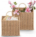 84ECO Set of 2 Woven Paper Rope Hanging Baskets for Organizing, Front Door, Mail, Flowers by 84ECO
