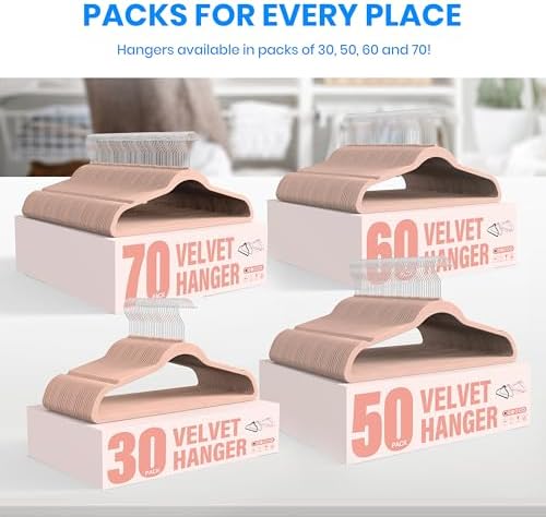 YSSOA Velvet Hangers 50 Pack, Non-Slip Clothes Hangers with Shoulder Notches, 360° Swivel Hooks, Heavy Duty Standard Hanger for Closet Space Saving, Pink - Image 7
