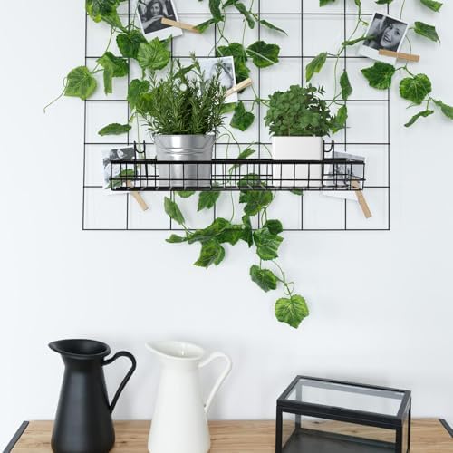 4 Pcs 15.75 x 3.94 x 1.97 Inch Metal Grid Wall Baskets with Hooks Grid Wall Shelves Hanging Wire Basket Multi Function Storage Organizer for Kitchen Organizing Display (Black) - Image 4