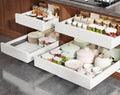 Seinloes Pull Out Cabinet Organizer,4-Side Expandable to Maximize Cabinet Space,Slide Out Drawers with 3 Rail Design,Roll Out Shelf with Raising Pad for Framed Cabinet,13"-21"W x 17"-24"D,White,4 Pack by Seinloes