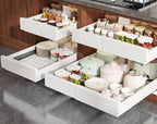 Seinloes Pull Out Cabinet Organizer,4-Side Expandable to Maximize Cabinet Space,Slide Out Drawers with 3 Rail Design,Roll Out Shelf with Raising Pad for Framed Cabinet,13"-21"W x 17"-24"D,White,4 Pack by Seinloes