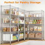 Homdox 5-Tier Adjustable Metal Storage Shelves, Space-Saving Corner Rack for Kitchen, Pantry, Office, Garage, Books & Plants, 18"x60"x72", Silver Gray - Image 4