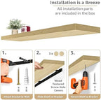 Sorbus Floating Shelves for Wall Storage (55 Inch, 2 Pack, Maple Wood) - Image 4