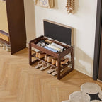 Aibiju Shoe Rack Bench with Cushion, 2 Tiers Wood Shoe Bench with Flip-Top Storage, 23.62in Shoe Rack for Entryway, Hallway, Walnut Color YD-WD060B - Image 7