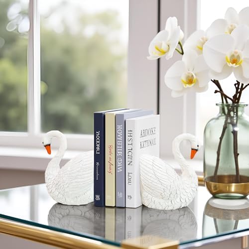 Swan Book Ends Decorative Bookends for Shelves, Elegant Swan Bookends for Bookshelf Decor, Animal Decorative Book Stoppers for Home Office - Image 3