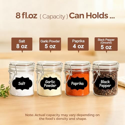 ComSaf Small Mason Glass Jars with Airtight Lids 8 oz 6 Pack Pantry - Image 3