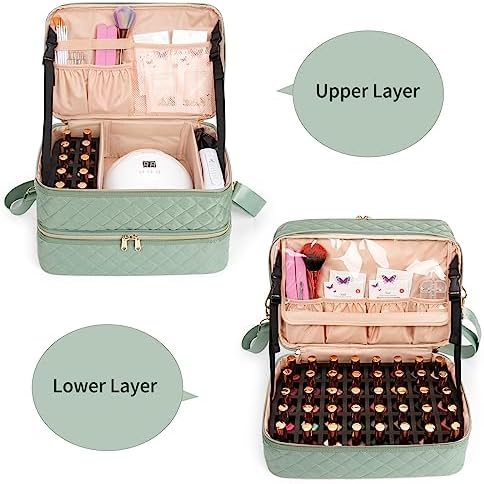 Nail Polish Organizer Bag Holds 50+ Bottles (15ml/0.5 fl.oz) &Nail Lamp - Image 3