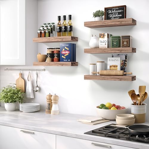Sorbus 16 Inch Floating Shelves for Wall (4 Pack, Mahogany) - Image 5