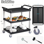 Utility Cart with Tangle-Free Wheels, 3 Tier Rolling Cart, Restaurant Cart - Image 5