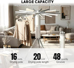 Clothes Drying Rack Foldable, Rotary Tripod Laundry Drying Rack,16 Aluminum Poles,Rotatable Portable Floor Standing Clothes Airer,Laundry Drying Rack Floor Standing - Image 3