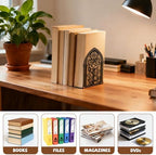 Peacoblue 4.7"x3.5"x7.1" Metal Bookends, Heavy Duty Book Ends for Shelves - Image 5