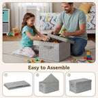 GRANNY SAYS Fabric Boxes with Lids, Storage Bins with Handles, Shelf Bins for Organizing, Extra Large Storage Boxes for Linens Clothes, Decorative Storage Containers, Gray, 3-Pack - Image 6