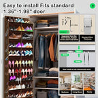 Kotkn 10-Tier Over the Door Shoe Organizer, 20 Pockets Holds 20-30 Pairs, Heavy-Duty Oxford Fabric with Hexagon Mesh for Boots & Sneakers-Coffee Brown - Image 4