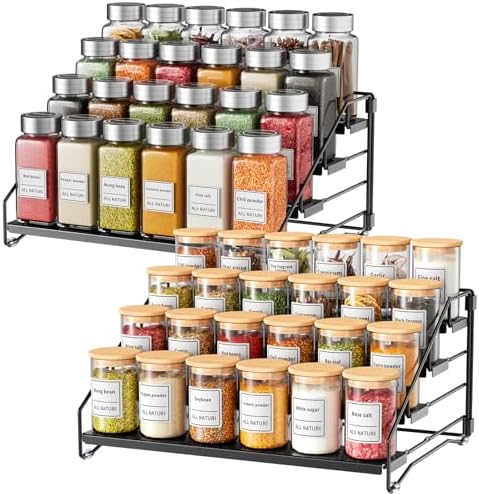 2 Pack Spice Rack Organizer for Cabinet, Depth Adjustable 4 Tier Spice Rack by RCHYFEED