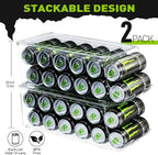 SCAVATA 2 Pack Tall Skinny Can Organizer for Refrigerator, Stackable Large Soda Cans of 16oz & 17oz Beverage Energy Drink Container Holder Dispenser with Lid for Fridge, Clear Storage Plastic Bins - Image 2