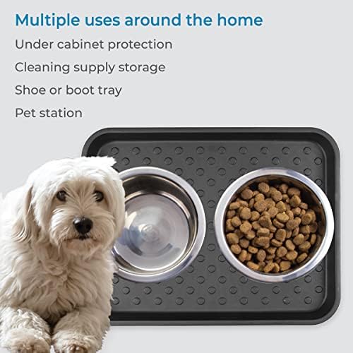iDesign Plastic Under Sink Mat Tray for Kitchen Cabinet, Bathroom, Entryways, Office, Mudroom, College Dorm, (Set of 2), 17" X 13" X 2", Black - Image 6