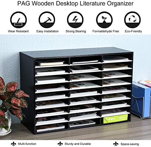 PAG-Mass Mail Sorter Organizer, Wood Literature Organizer, Student Mailbox for Classroom, Desktop Bill Paper Organizer for Office Home School, 27 Compartments, Black&White - Image 6