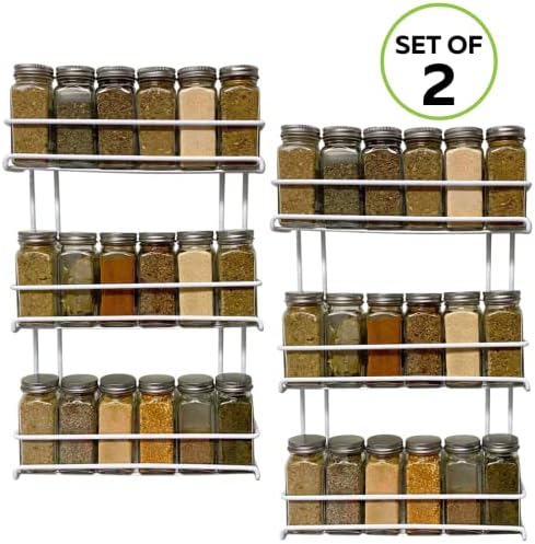 Evelots 2-Pack 3-Tier Spice Rack Organizer Door/Wall Mount Holds 36 Bottles - Image 3