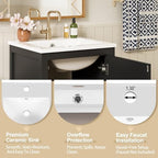 Harper & Bright Designs 18" Bathroom Vanity with Sink, Free Standing Single Vanity Set with One Divider Drawer, and Door Storage Shelf, Wooden Storage Cabinet with Ceramic Basin for Bathroom, Black - Image 7
