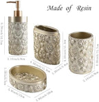 Hymmah Bathroom Accessories Set,Golden Design Toothbrush Holder,Farmhouse Bathroom Decor,4 Pcs Resin Gift Set Apartment Necessities, Contain Toothbrush Cup,Soap Dispenser,Soap Dish,Tumbler - Image 2