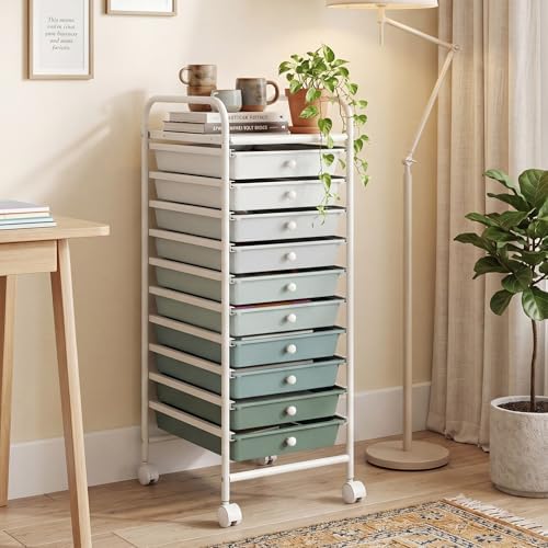 COSTWAY 10-Drawer Rolling Storage Cart, Utility Mobile Trolley - Image 7
