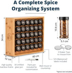 AllSpice Spice Rack Organizer, Wood, 525 Unique Labels, Countertop or Wall Mount, Includes 30 4oz Jars- Bamboo - Image 3