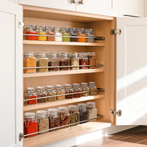 ComSaf Square Small 8 oz Glass Spice Jars with Airtight Lids 12 Pack Pantry - Image 5