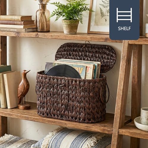 Coeusy Toilet Paper Basket with Lid, Wicker Basket for Bathroom Organizer - Image 5