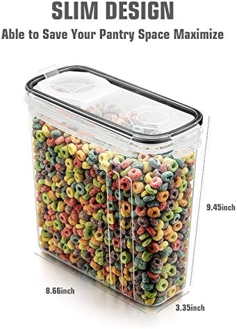 Wildone Cereal Storage Containers Set, Large BPA Free Plastic Airtight Food Storage Containers 4L for Flour, Sugar, 6 Piece Set Cereal Dispensers with 20 Labels & Marker, Black - Image 4
