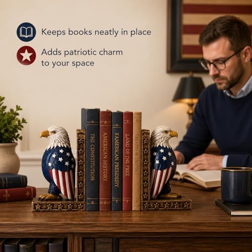 Eagle Decorative Bookend for Shelves - 1 Pairs Heavy Book Ends - Image 6