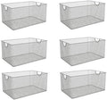YBM Home Kitchen Pantry Organizer Mesh Wire Storage Basket for Shelves, and Cabinets, Multipurpose Steel Wire Basket for Organizing Office, Household, and Laundry, 12.1 x 7.87 x 5.87 in, Pack of 6 by YBMHome