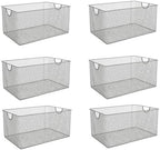 YBM Home Kitchen Pantry Organizer Mesh Wire Storage Basket for Shelves, and Cabinets, Multipurpose Steel Wire Basket for Organizing Office, Household, and Laundry, 12.1 x 7.87 x 5.87 in, Pack of 6 by YBMHome