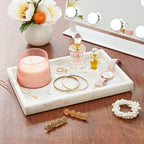 Juvale Large Marble Vanity Tray - Jewelry & Cosmetic Organizer with Drawer Organizer - Bathroom Display with Soap Tray - Home Accent Piece with Marble Decor - 11.7 x 7.7 x 1.1 in White - Image 2