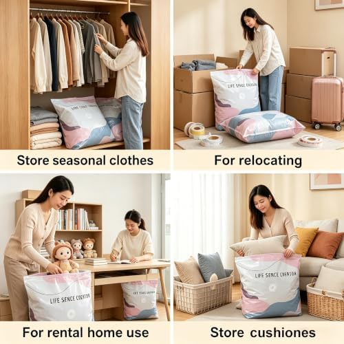 3 PACK No-Pump Cube Vacuum Storage Bags, 2026 New 3D Space Saver Compression Bags, Reusable Heavy-Duty Storage Organizer for Clothes, Bedding & Comforters, Travel & Home Use | 19.6"×27.5"×11.8" - Image 5