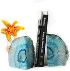 JIC Gem Teal Agate Geode Heavy Duty Bookends 1 Pair 6-8 Lbs Shelf Decor - Image 6