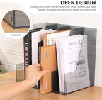 CiWiVOKi Vertical File Holder, PET Desk Organizer and Storage Bins Holding for Magazines, Binders, Notebooks, Envelopes, Papers, Multi-purpose Plastic Document Organizer for Home Office, Black, 4 Pack - Image 4