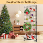 GADFISH Triangular Gridwall Panel Display Stand, Black Triangle Wire Grid Tower with Base and Casters, 24" x 68" Rolling Grid Wall, Panel Stand for Home Organization, Retail, Trade Show, Vendor - Image 5