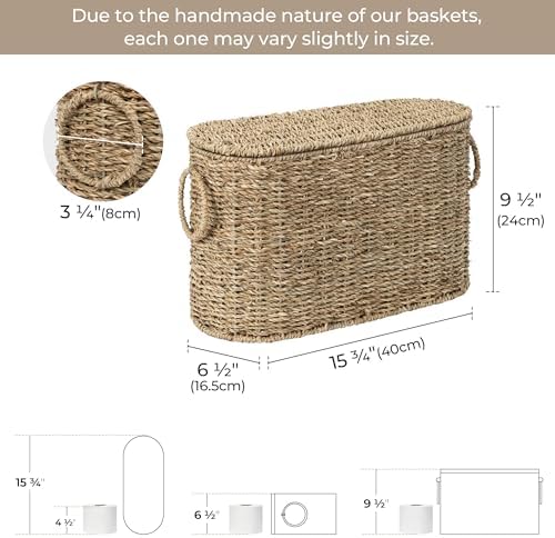StorageWorks Seagrass Toilet Paper Storage with Lid, Paper Towel Storage - Image 2