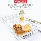 Acrylic Tray 15x10 with Cut Handles - Spill Proof Decorative Tray is an Ideal Countertop Organizer for Living Rooms, Ottoman Coffee Tables, Offices, Kitchens & Serving Guests - Image 2