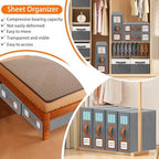 GhvyenntteS 12 Pack Bed Sheet Organizers and Storage, Sturdy Bed Sheet Organizer with Zipper and Handle, Foldable Linen Closet Organizers and Storage with Window and Label, Grey - Image 7