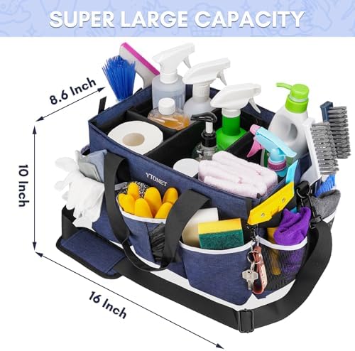 Ytonet Extra Large Cleaning Caddy Bag with Dividers, Foldable Cleaning Tote - Image 2