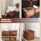 BROWNLILY Handwoven Clothes Basket Laundry Hampers Large Wicker Storage Baskets for Shelves Blankets Closet Storage Bins Car Bedroom Bathroom Organizers and Storage Bath (Pack of 10, Brown) - Image 7