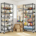 DurayLoly 7-Tier Wire Shelving Unit with Basket Shelf & Wheels - Image 5