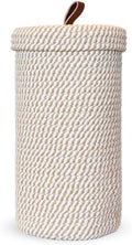 Toilet Paper Holder Handmade – Woven Cotton Toilet Paper Stand & Storage Basket with Lid, Freestanding Organizer for Bathroom, Fits 3 Mega Rolls Gradient Brown 14'' x 7'' by PINXIURY