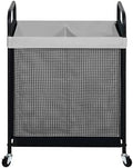 STO STO Laundry Hamper 2 Section, 100L Rolling Laundry Sorter Cart with Removable and Washable Liner Bag, Clothes Hamper with Wheels and Metal Handle for Laundry Room and Bedroom, Gray by STOSTO