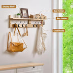 28.9" Wall Hanger Coat Rack Key Holder Wall Mount with Shelf,11Shelf with Coat Hooks Wall Mount, Coat Hangers for Bathroom, Living Room, Bedroom (Wood Color) - Image 4